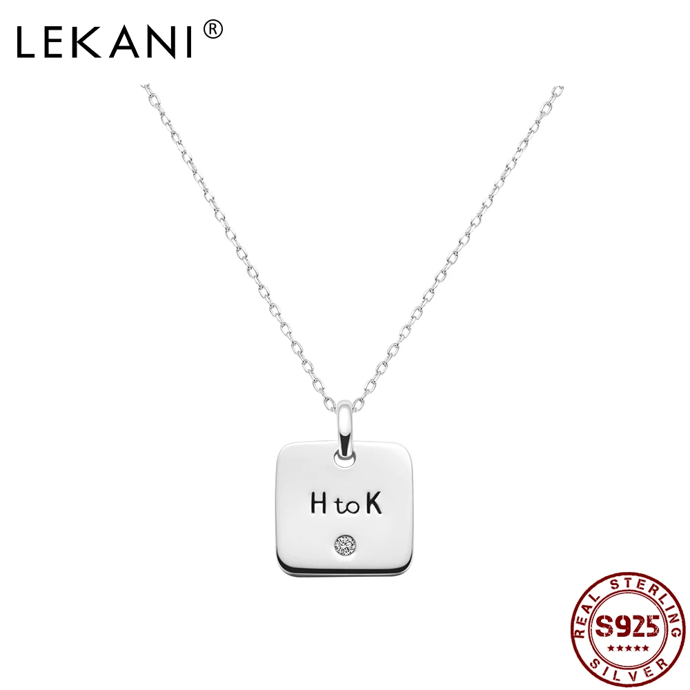 

LEKANI Women's Necklace S925 Sterling Silver Trendy Simple Tag Letter Customize Pendant Necklaces Romantic Gift For Girlfriend