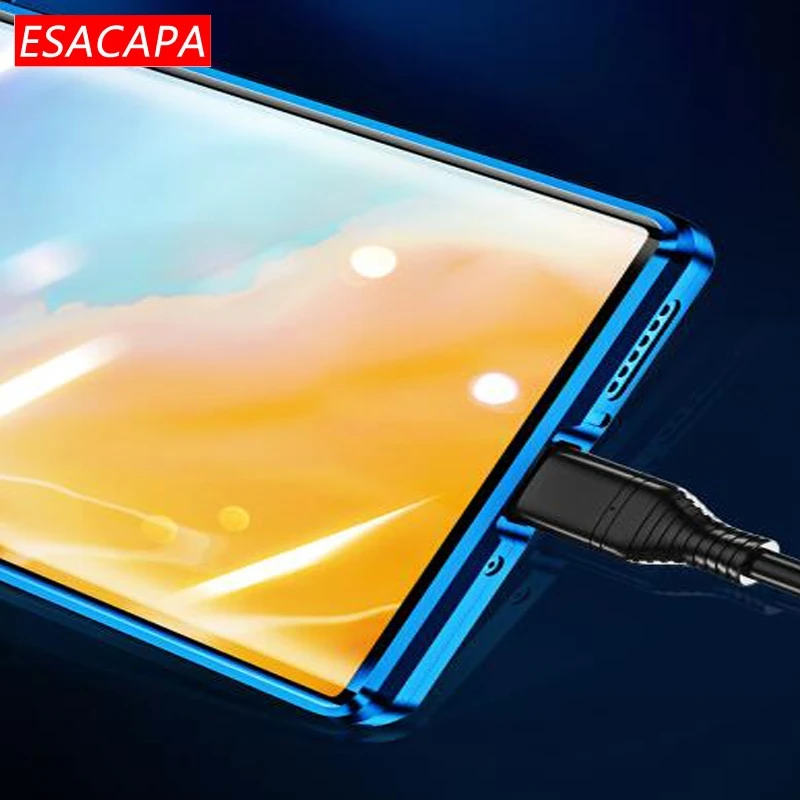 360 magnetic adsorption metal phone case for huawei p40 pro plus double sided tempered glass shockproof cover for huawei p30 pro free global shipping