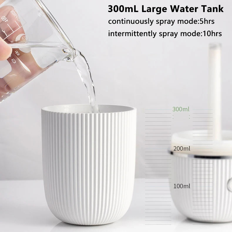 

300ml Mini Humidifier Portable Air Purifier Cool Mist Sprayer Essential Oil Aroma Diffuser for Home Car with Colorful Light