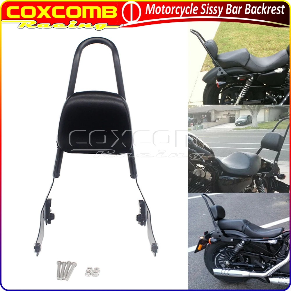 

Motorcycle Rear Luggage Rack Sissy Bar Backrest Kit W/Passenger Pad For Harley Sportster Iron 1200 883 Forty Eight SuperLow