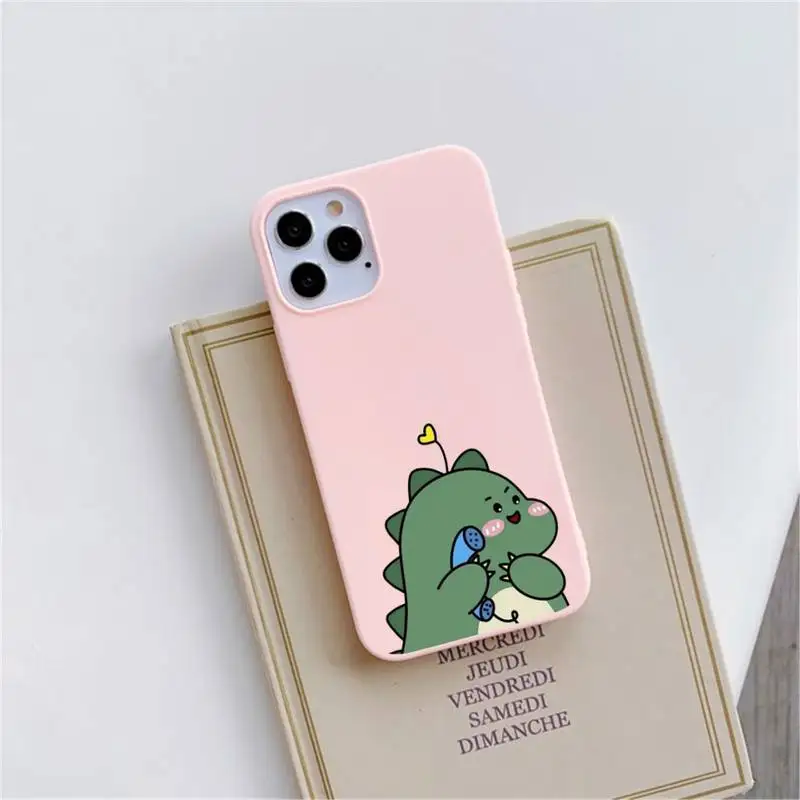 

Cute dinosaur BBF double Phone Case Pink Candy Color for iPhone 11 12 mini pro XS MAX 8 7 6 6S Plus X SE 2020 XR