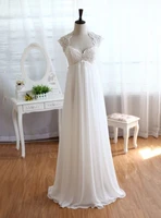 robe de mariage new empire waist backless lace chiffon beach wedding dress 2021 bridal gown plus size