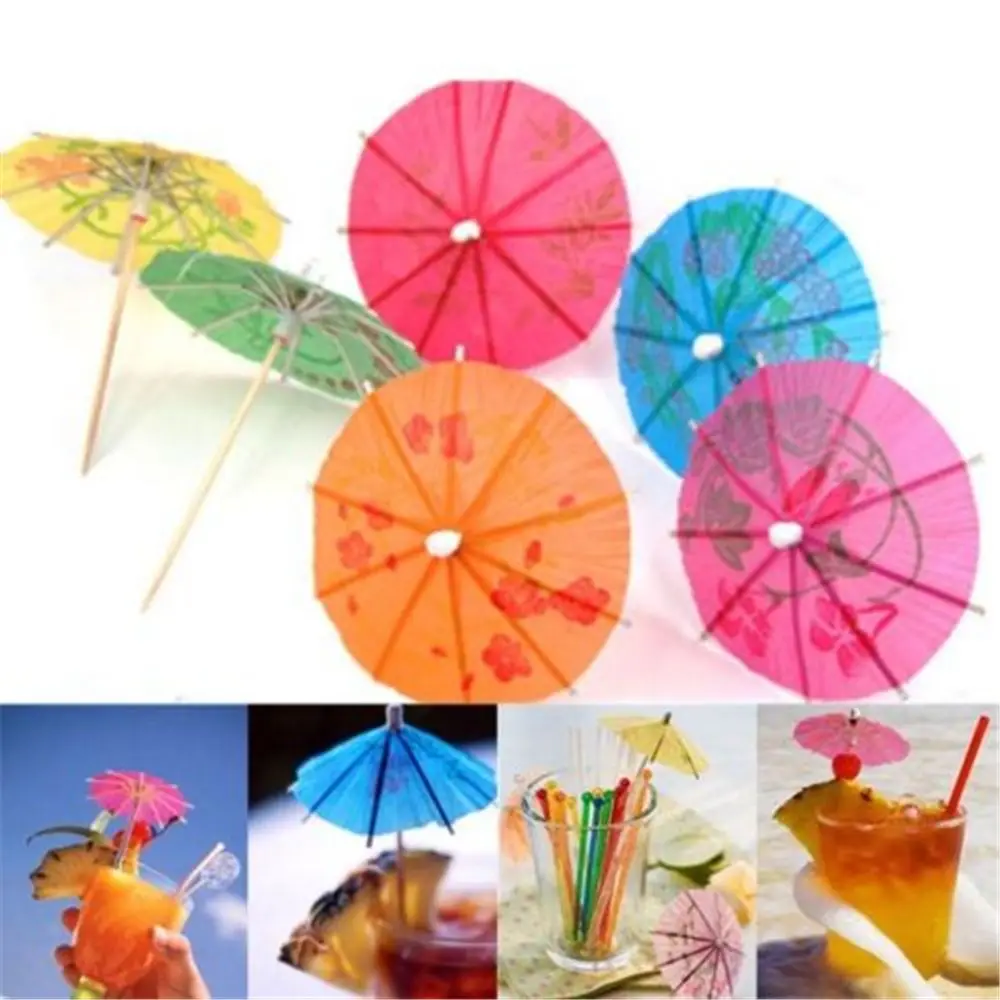 

50pcs New Paper Drink Cocktail Parasols Umbrellas Luau Sticks Tropical Hawaiian Party Wedding Paper Umbrella Decoration