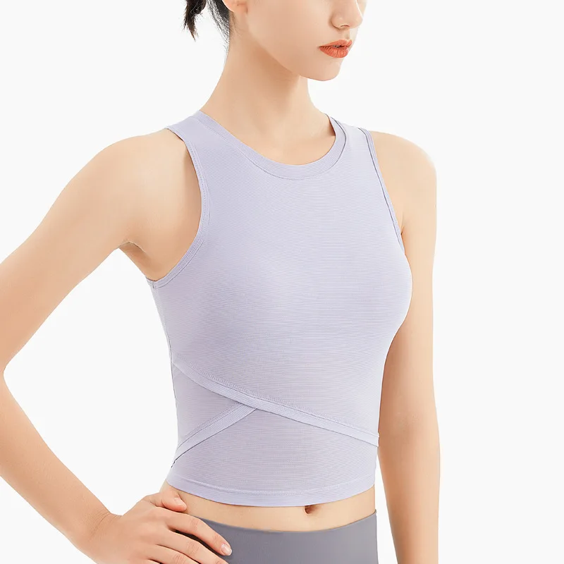 

2021 New Vest With Chest Pad Yoga Suit Sports Outdoor Running Top Sleeveless Fitness Vest