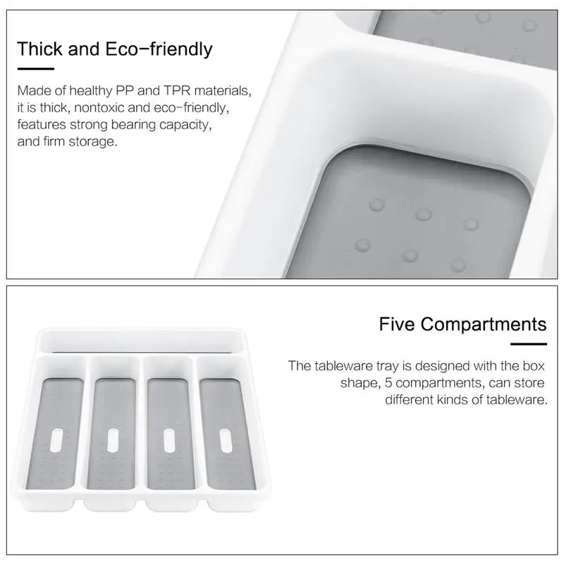 2pcs/5 Compartments Drawer Cutlery Tray Household Organizer Plastic Kitchen Storage Box Large Silverware | Дом и сад