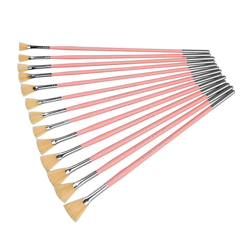 13 шт акварельный набор кистей для рисования розовая веерообразная щетина кисти