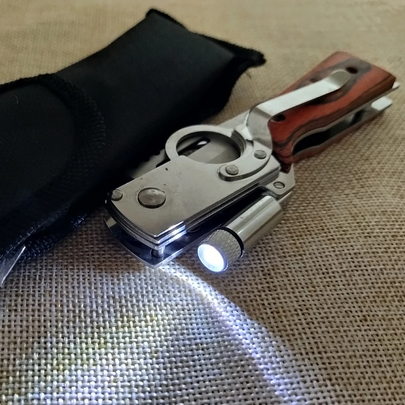 260mm (10'') 57HRC Pocket Tactical rosewood+steel Folding Blade Knife Survival Hunting Camping Knives with LED | Инструменты