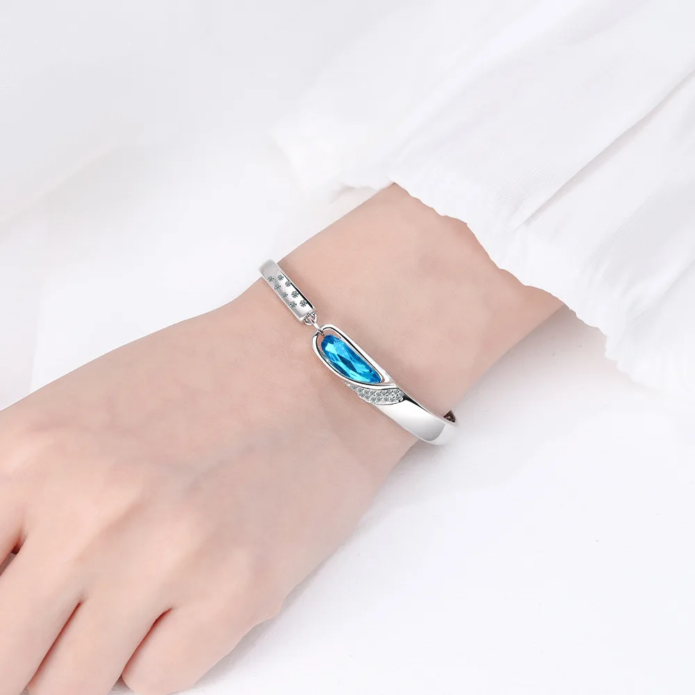 

Blue Crystal Cute Mermaid Tail Adjustable Cuff Bangle & Bracelets For Women Girls Luxury Sipmle Trendy Jewelry Gifts