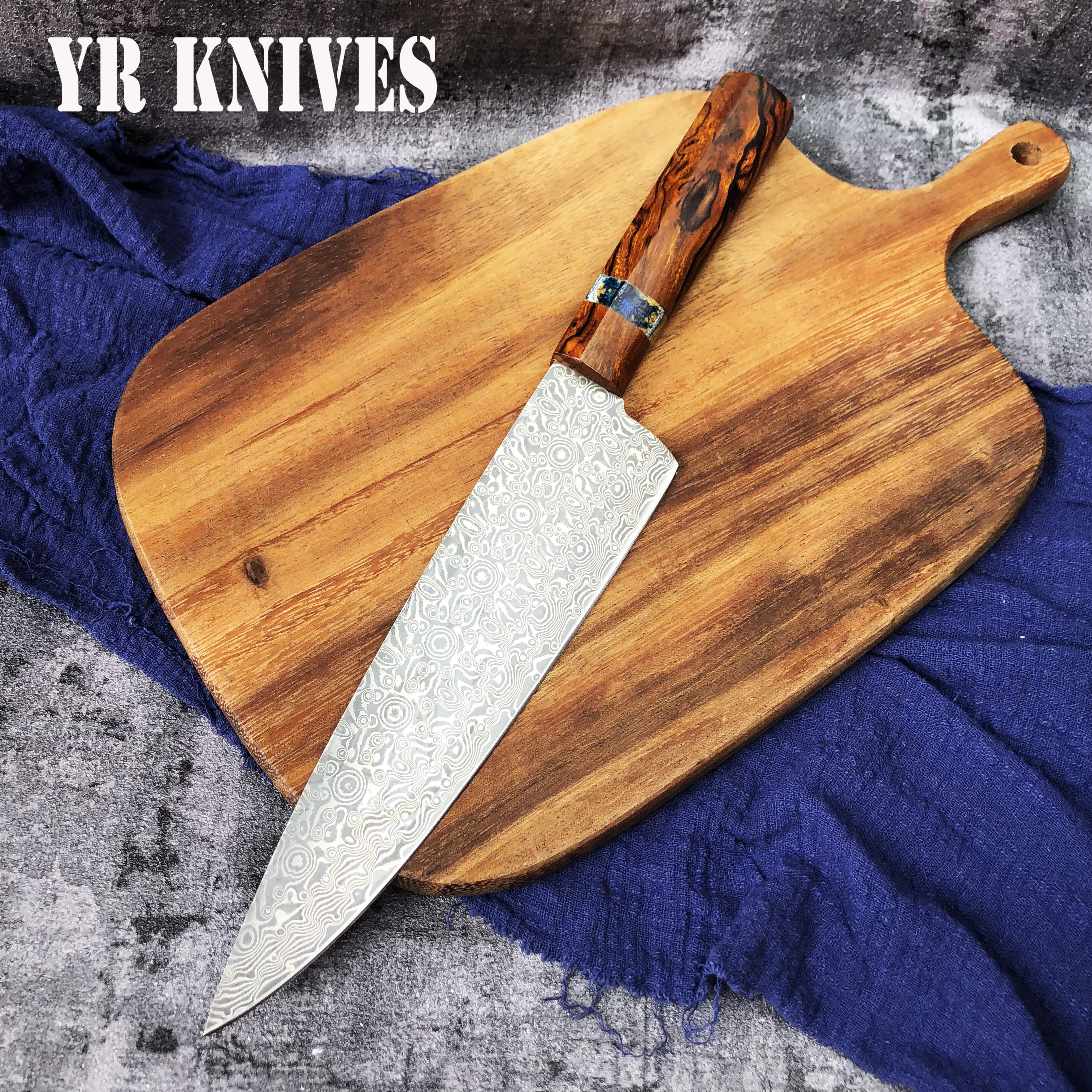 Дамасский шеф нож ножи для японского лосося суши мамонта ископаемого сырой филе