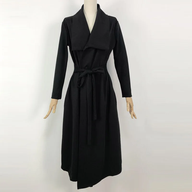 Повседневный женский длинный неровный Тренч сезон осень весна ветровки Женское