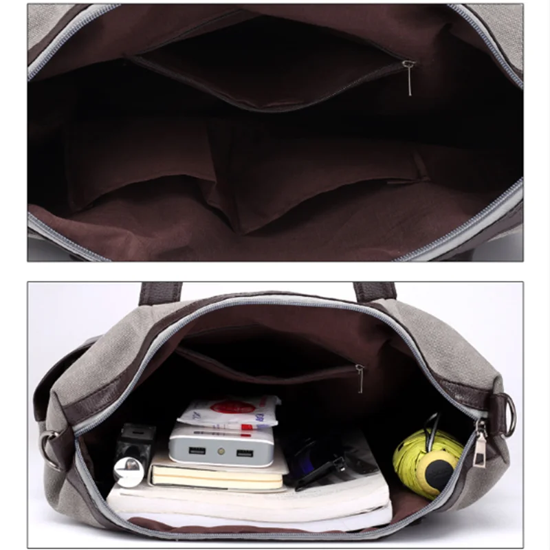 Женские сумки модная вместительная холщовая + Кожаная сумка-тоут женская сумка