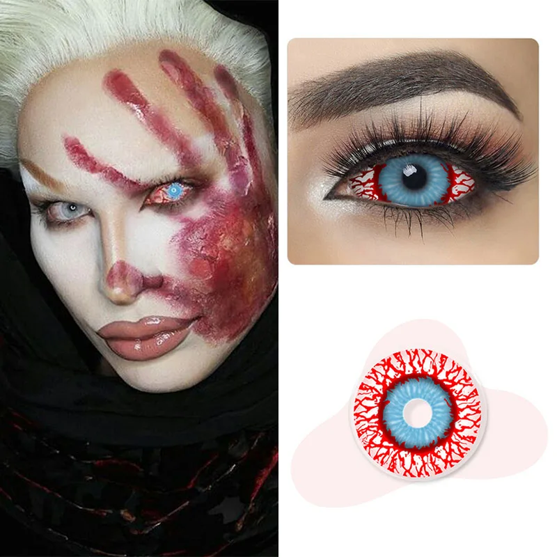 22MM Sclera Lenses Sasuke Sharingan Contacts Anime Cosplay Crazy Lens for Eyes Colored Halloween Big Eye | Красота и здоровье
