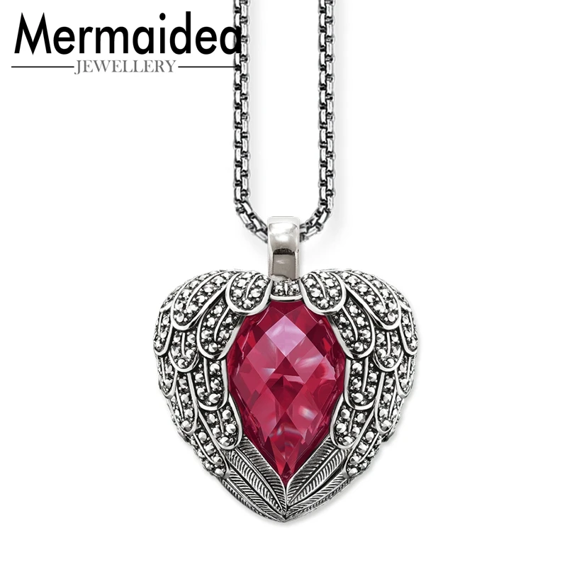 Ожерелье с кулоном красное сердце крылышками 2020 брендовая цепочка модные