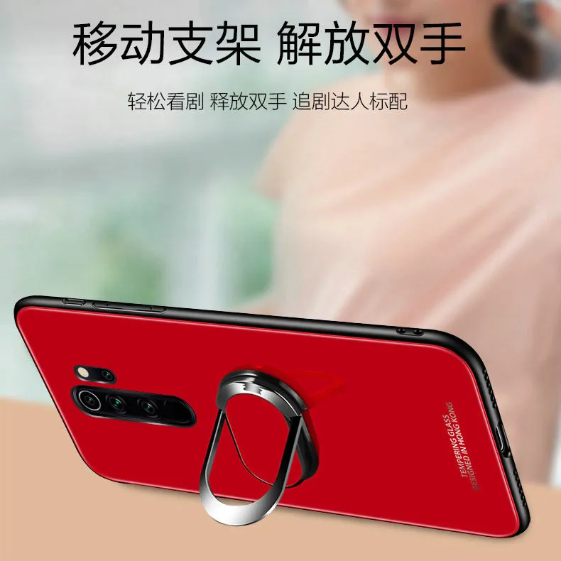 Чехол для Xiaomi Redmi Note 10 Pro Магнитный чехол с закаленным стеклом и кольцом