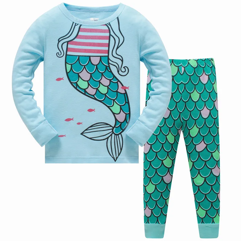 

2021 Baby Cartoon Pajamas Girl Pajamas Set Blouses And Trousers Kids 2-Piece Sleepwear Cotton Clothing Sets 3y-8y