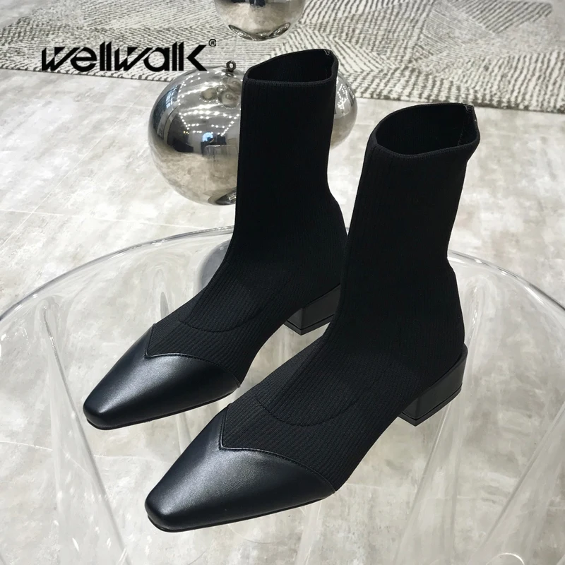 Растягивающиеся сапоги носки женская зимняя обувь женские эластичные ботильоны