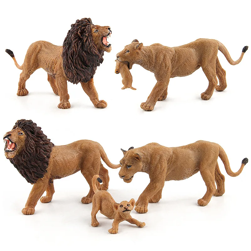 

Wild Jungle Zoo Lions Family Simulation Animal PVC Action Figures Cute Model Educational Collection Toys Children Gift