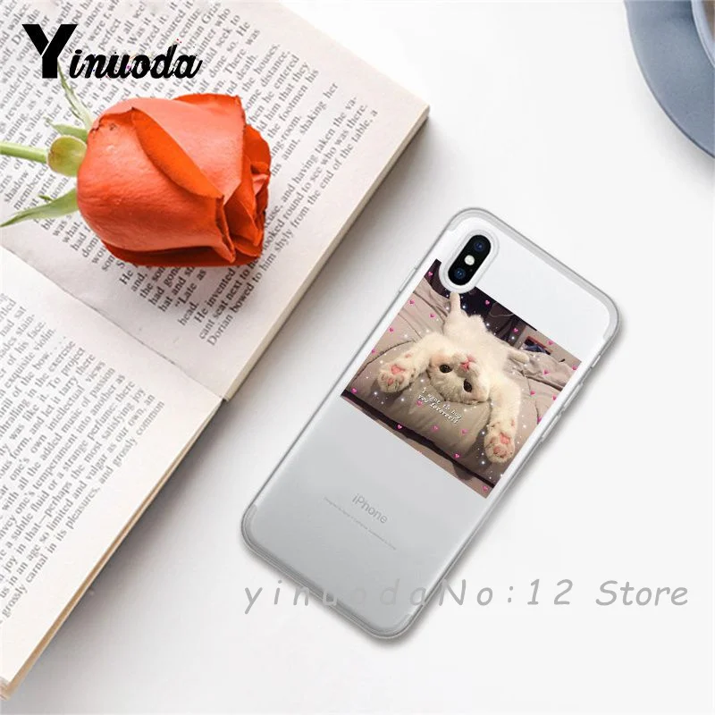 17 Yinuoda супер милый кот собака мультфильм розовый в форме сердца ты и я серия HD Прозрачный чехол для телефона для iphone 6 7 8 Plus X XS XSMax 5S - Цвет: 17