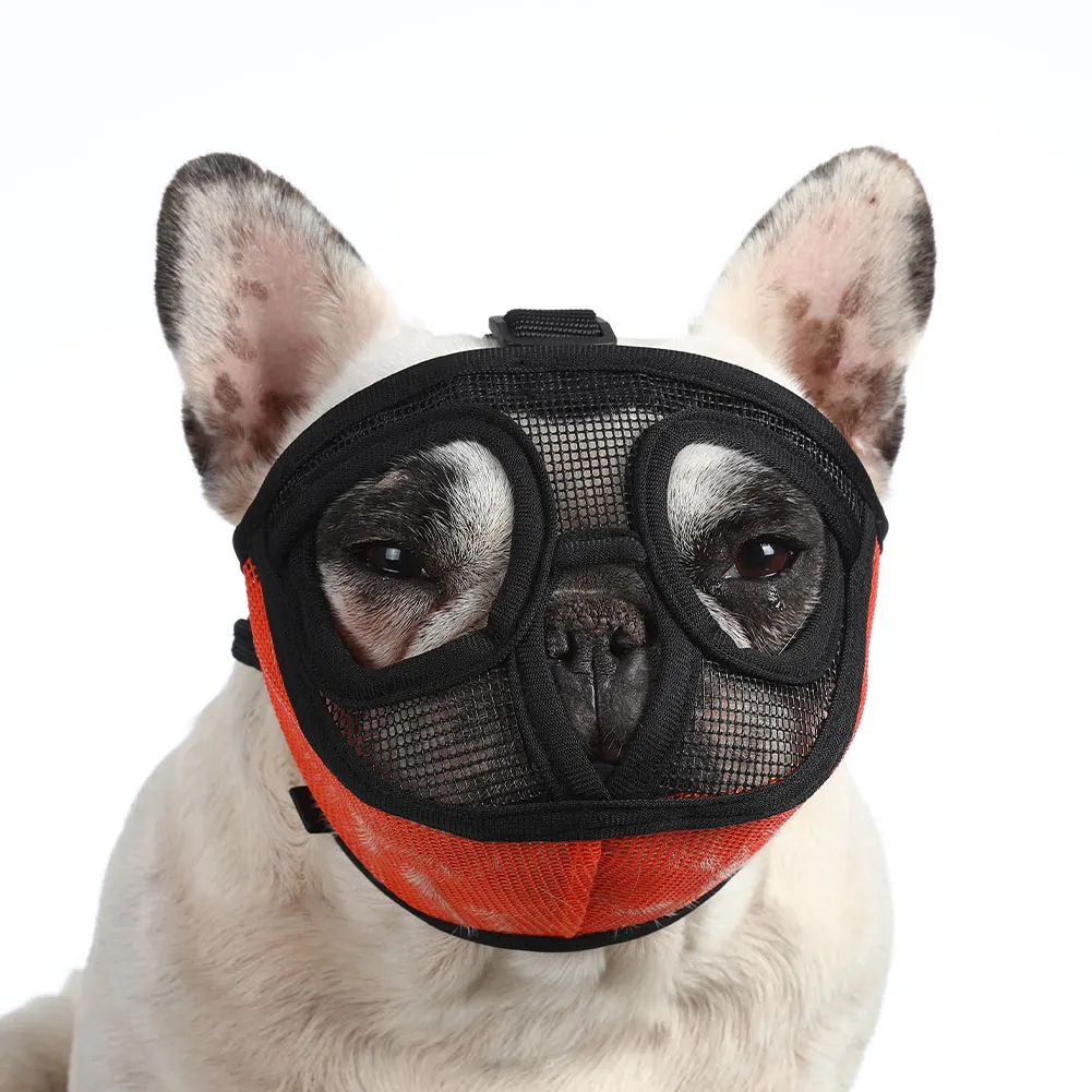 

Short Snout Pet Dog Muzzles Adjustable Breathable Mesh French Bulldog Pug Mouth Muzzle Mask Anti Stop Barking Supplies