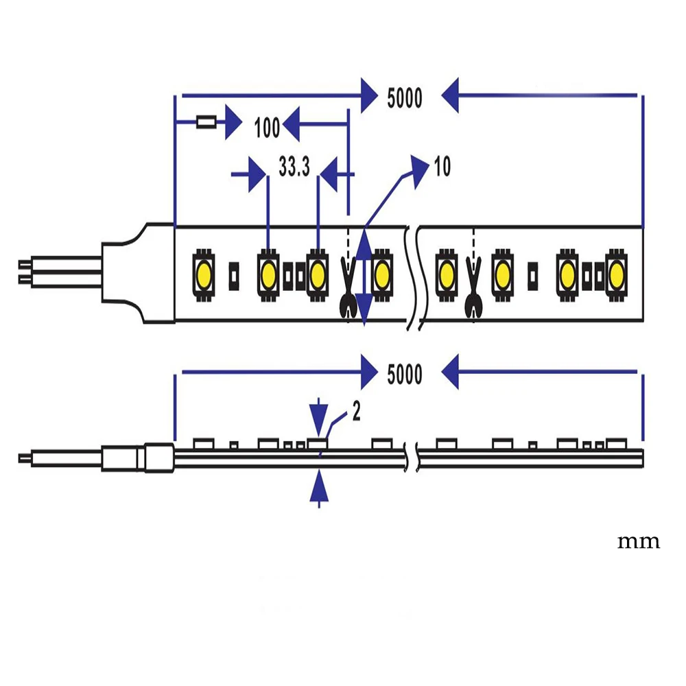 DC12V SM5050 высокий CRI 90 + светодиодный светильник полоса 10 мм белый PCB 30 s/M