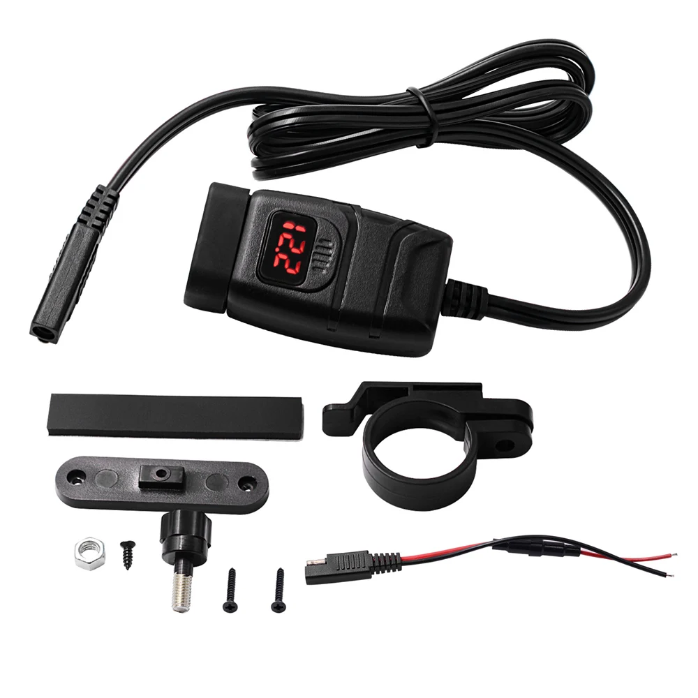 Быстросменный адаптер питания с двумя USB 12 В для автомобиля мотоцикла QC3.0 руля