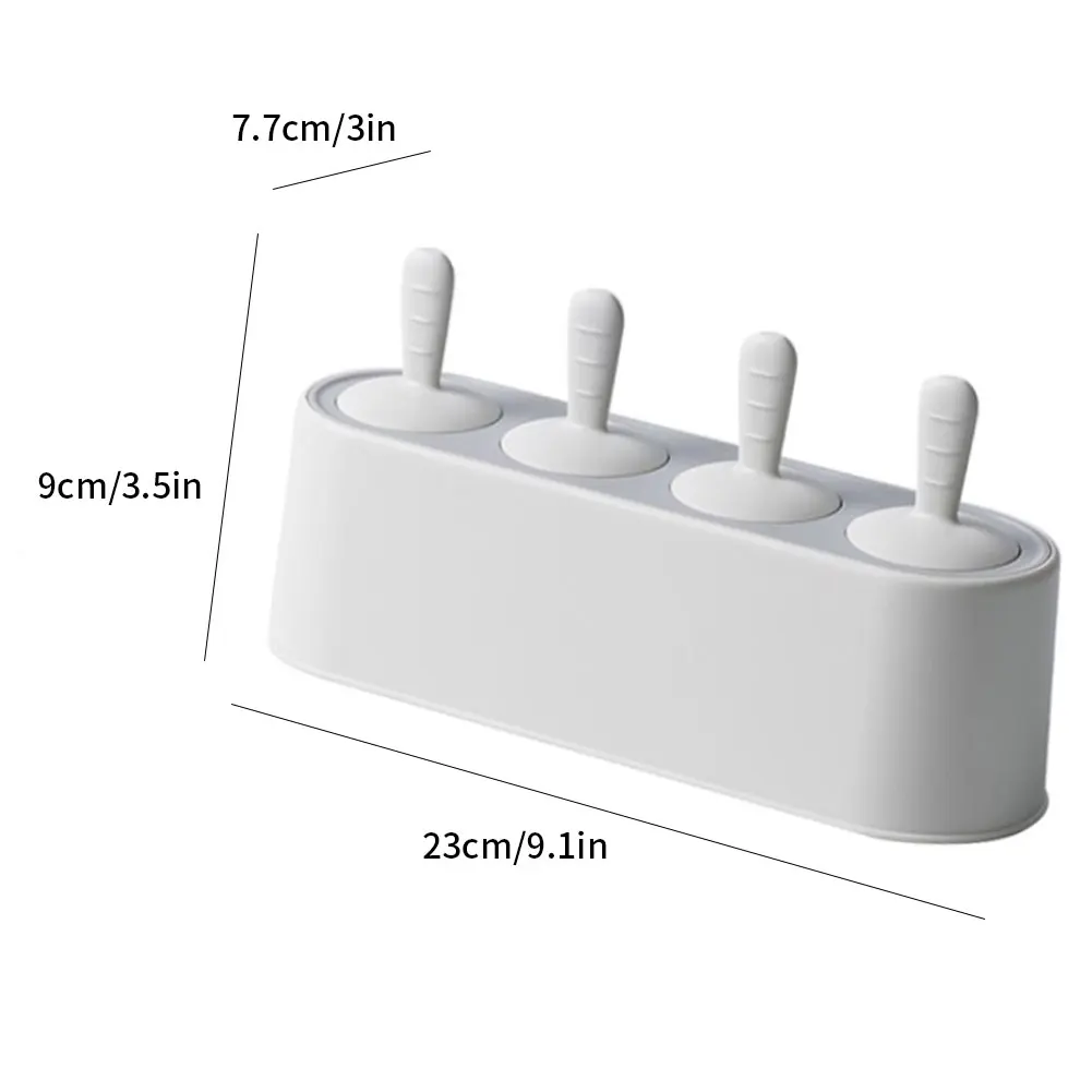 

Ice Lolly Mold Ice Cream Mould Pop DIY Maker Tray Silicone 4 Cavities With Non-Spill Lid For Children Family Party Multi Color