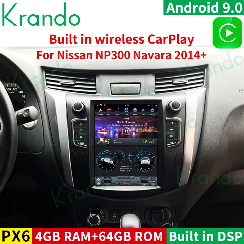 Автомобильный DVD-плеер Krando на базе Android 9 0 10 4 дюйма в стиле Tesla для Nissan NP300 Navara 2014-2019