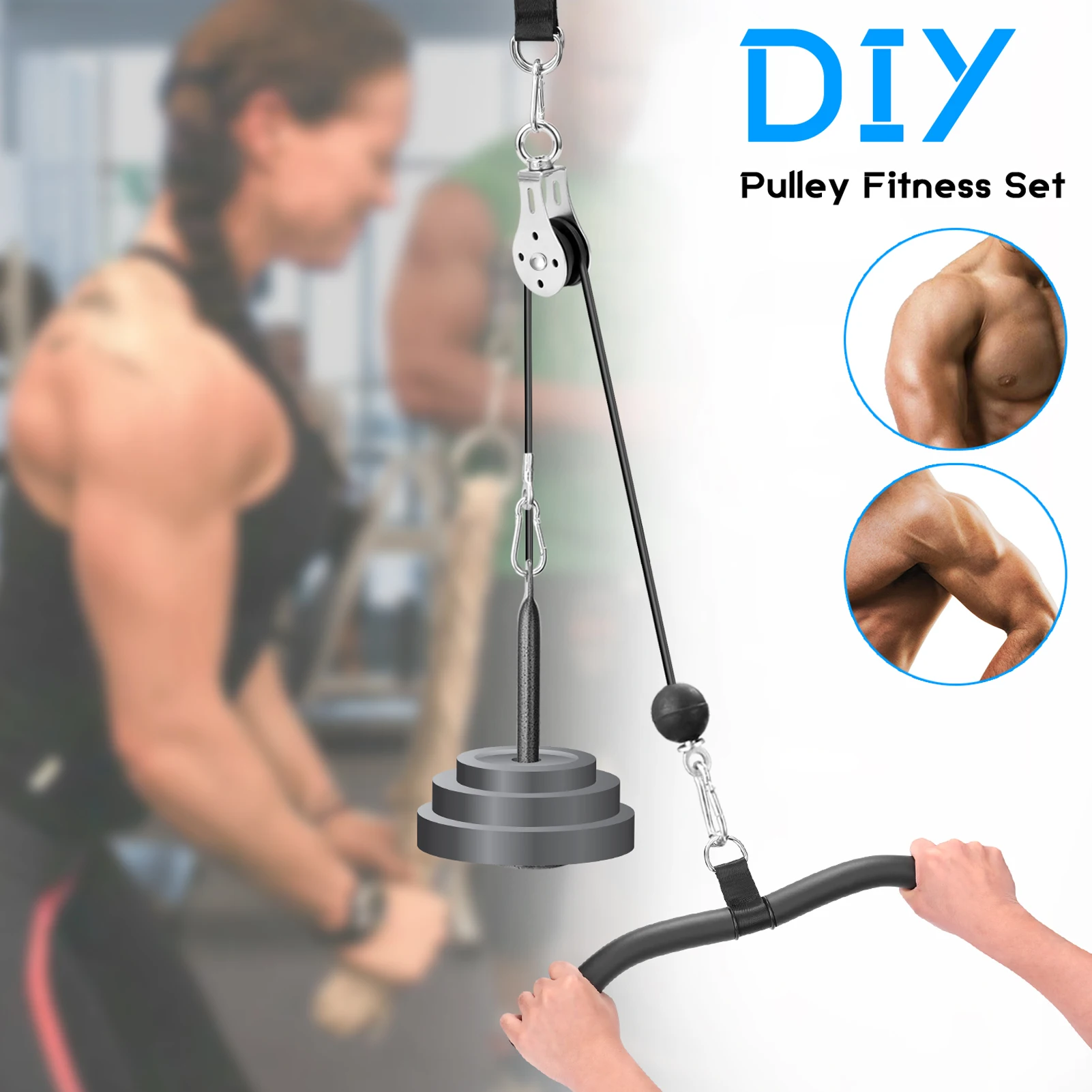 

Fitness DIY Pulley Cable Machine Attachment System Lifting Arm Hand Strength Training Leg Tendon Stretching Equipment