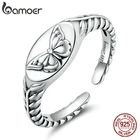 Женское регулируемое кольцо bamoer, Винтажное кольцо-бабочка из стерлингового серебра 925 пробы, ювелирное изделие BSR200