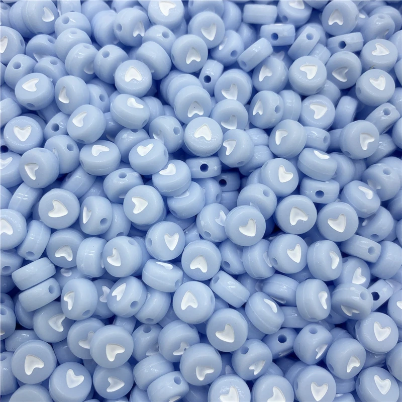 100 шт./лот 7 мм акриловые разделенные бусины флуоресцентные круглые в форме сердца