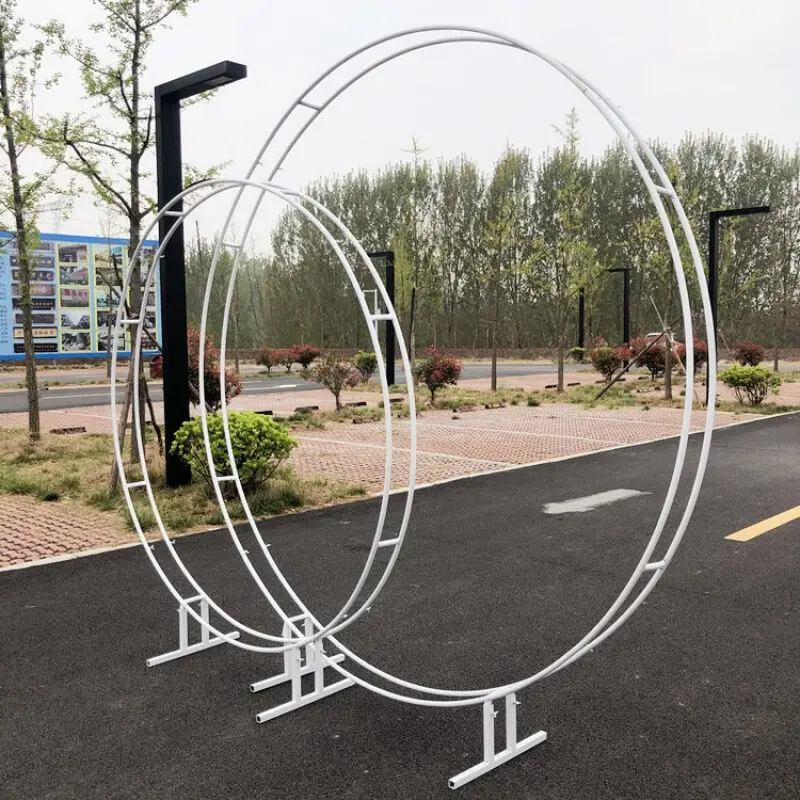 Circular Wedding Arch Mariage Props Ring Double Backdrop Pole Frame Metal Iron Garden Decoration Flower Door Ornaments | Дом и сад