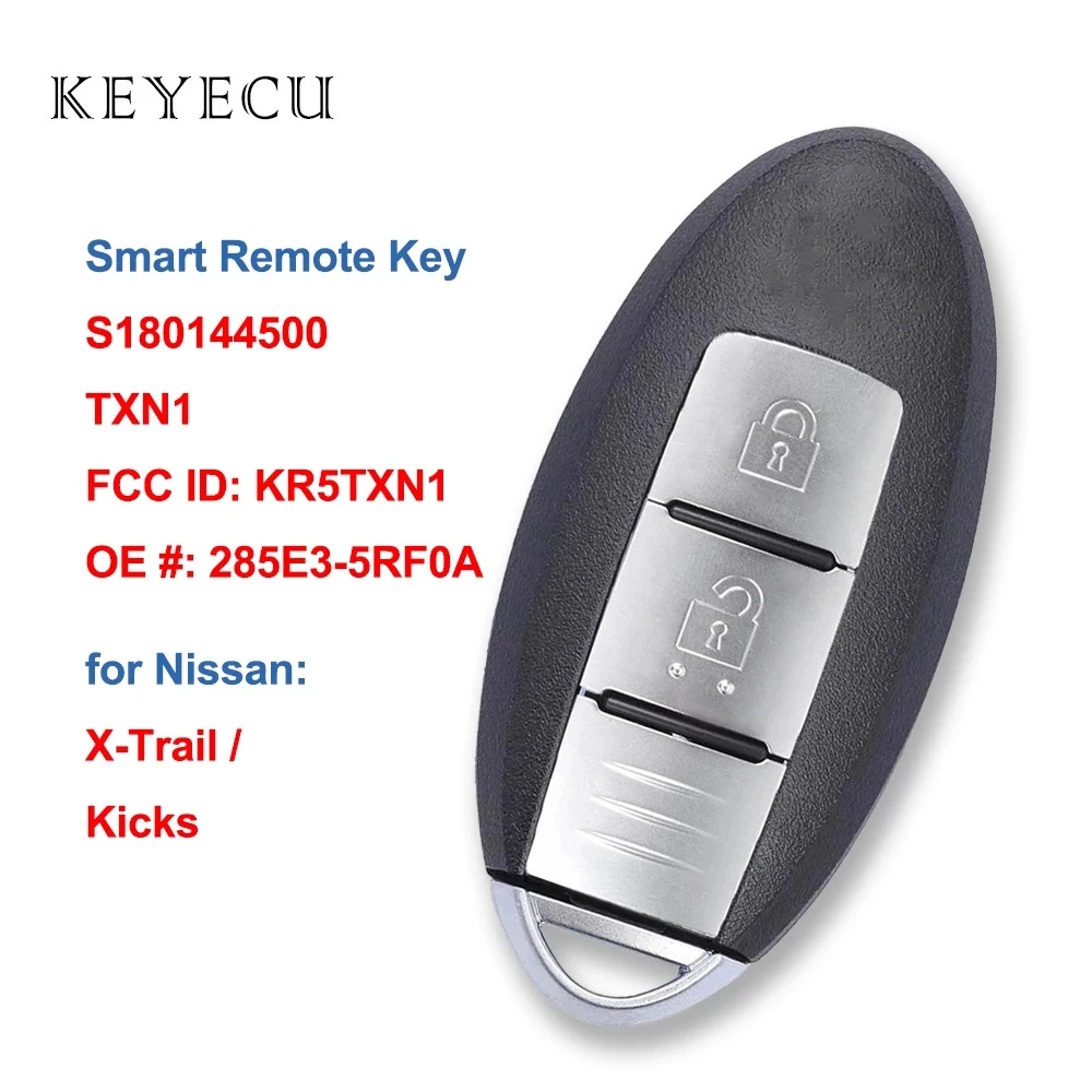 

Keyecu S180144500 Smart Remote Key Fob 2 Buttons 433.92MHz 4A for Nissan X-Trail XTrail Kicks 2019 2020 FCC ID: KR5TXN1