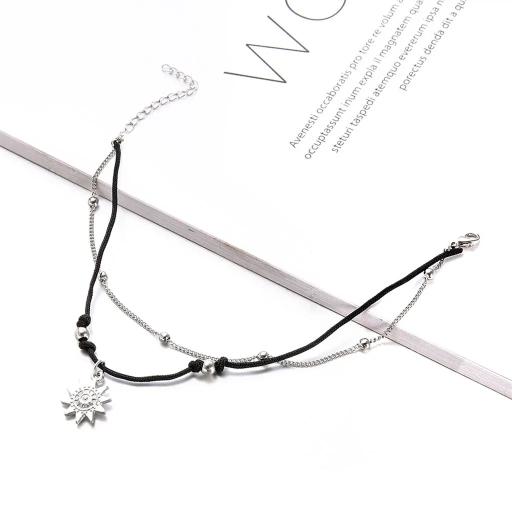 Женский браслет на щиколотке богемная подсолнуха Длинная цепочка европейский и