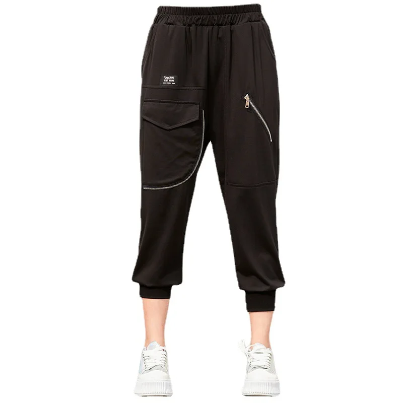 

Masss Wasss 2021 British Fashion Women Casual Black Pantalons Girl Solid Elastic Harem Pants Female Fitness Trousers Plus Size