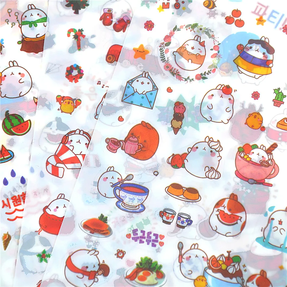 

6Pcs/set DIY Funny Creative Cartoon Sticker Transparent Pet Phone Decor Stickers For Kids Toy Stickers Children