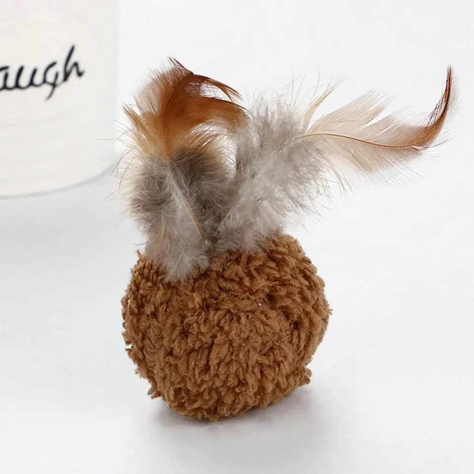 Cat Toy Soft Feather Natural Catnip Ball Toy Menthol Flavor Kitten Treat Cats Playing Chasing Cleaning Teeth Toy Pet Supplies