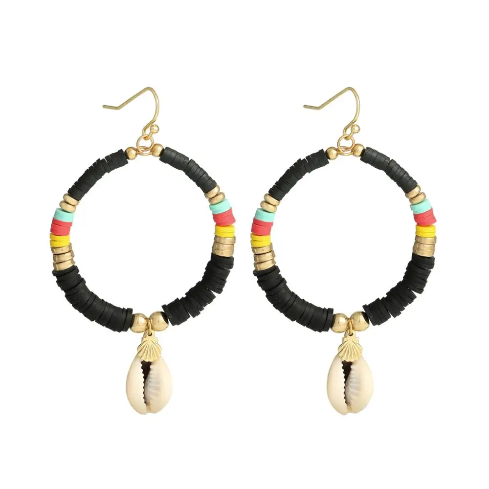 Богемные разноцветные бусины из полимерной глины Heishi серьги в виде морских