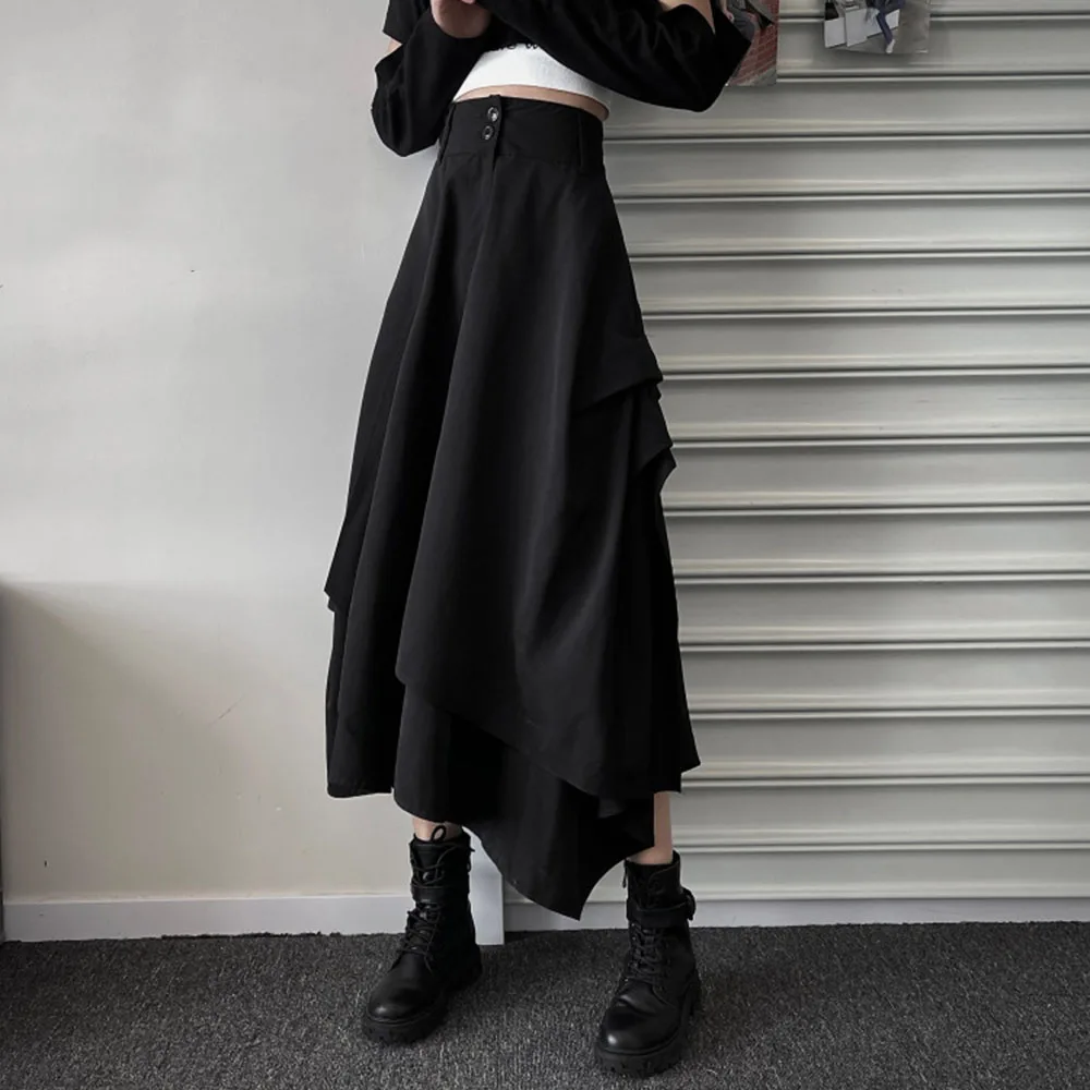 

2021 Summer Skirt High Street Fashion Temperament Designer Hipster Loose Casual Solid Color High Waist Irregular Hot Sale