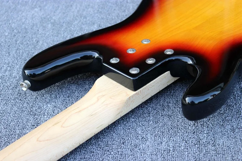 Sunburst Цвет 5 струнная электрическая бас-гитара глянцевый полный корпус из красного дерева болт на бас-гитаре ra