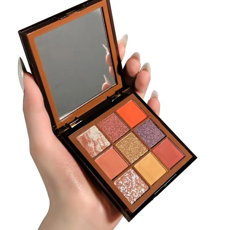 Палетка теней для век 9 цветов матовая жемчужная блестящая пудра тени земного