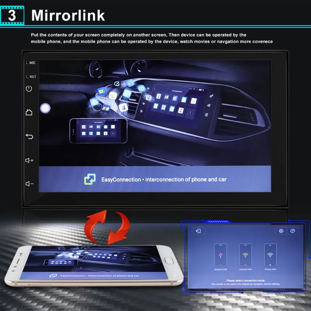 2 Din Авторадио Android Авто Радио мультимедийный плеер gps навигация HD 7 ''дюймовый сенсорный экран MP5 Аудио Стерео Bluetooth
