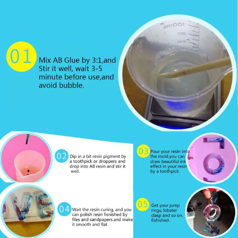 

8 Colors Liquid Epoxy Resin Colorant Highly Concentrated Resin Pigments Kit Jewelry Making Resin Art Craft 0.35oz