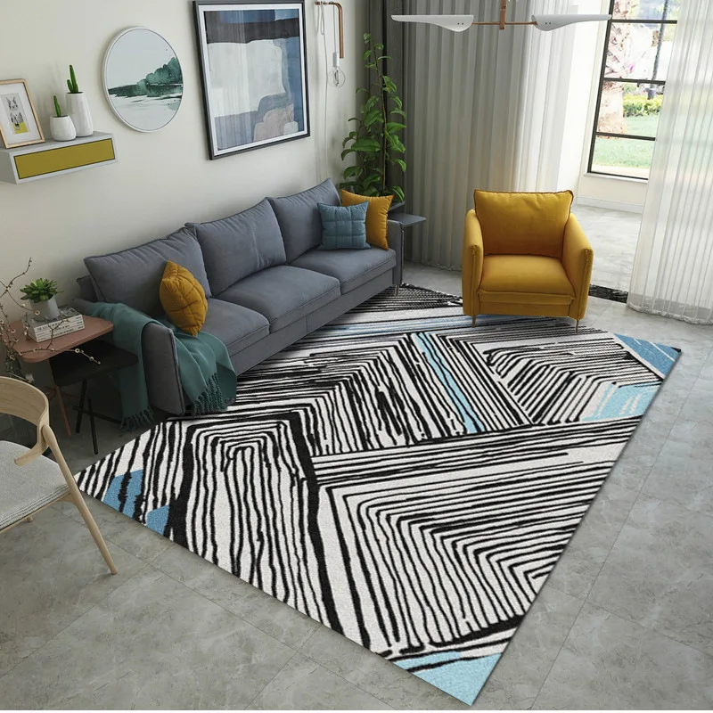 

European Style Living Room Non-Slip Geometric Pattern Background 80x160cm Floor Mat Bedroom Children Crawling Rug