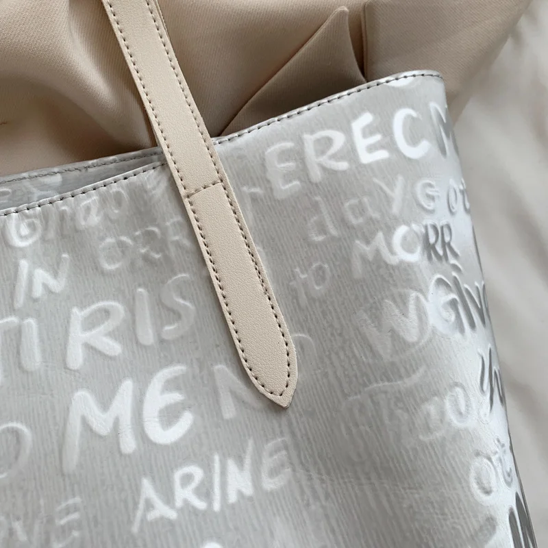 

Big Letter Print Totes Bags for Women 2021 Trend Soft Leather Shoulder Bag Top Handle Bag Female Large Capacity Shopper Handbag