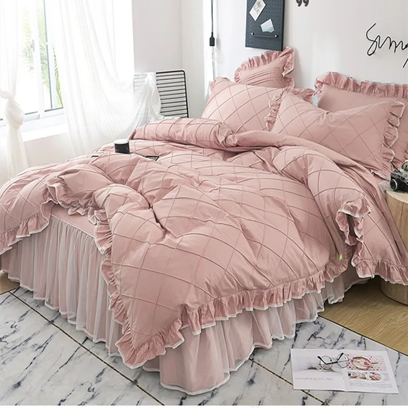 Бесплатная доставка партиями по 4 шт. Чистый хлопок постельное белье с оборками в