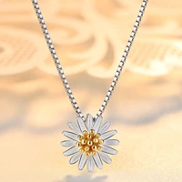jrsr new 100 925 sterling silver daisy flower pendant necklace 2020 fashion wild clavicle chain woman diy jewelry free shipping