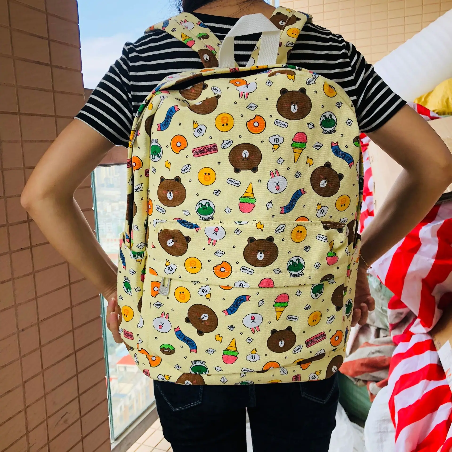 15*29*40 см 450 Марка pom-Pom Purin тапочки в виде персонажа аниме холщовый рюкзак дорожный плюшевая сумка в виде котенка