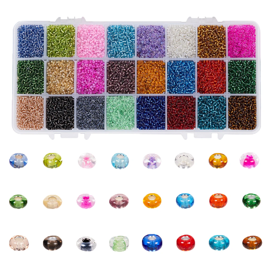 

38400Pcs 2mm Glass Seed Spacer Beads Spacers Jewelry Making 24 Colors Assorted