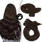 Накладные человеческие волосы 100 гкомпл. Натуральные Прямые уточные Цветные #4 темно-коричневые пряди бразильских волос Remy