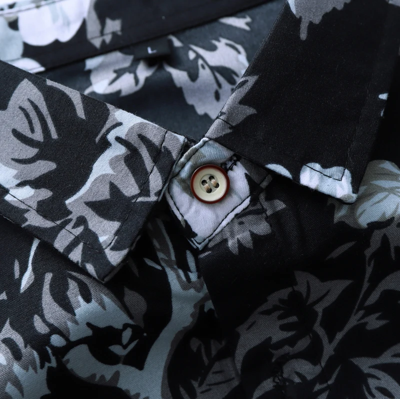Мужская рубашка с коротким рукавом 100% хлопок цветочным принтом | одежда